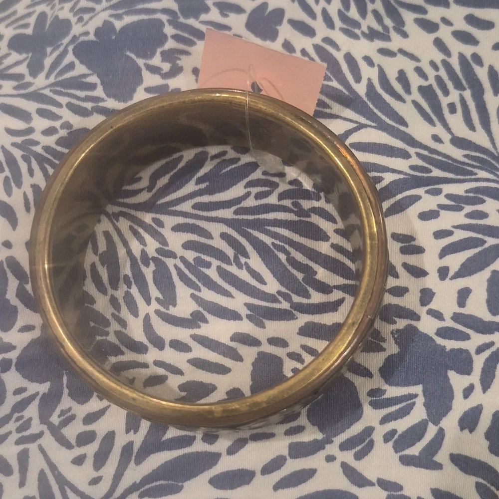 Hammered Circles Bangle Copper/Brass Vintage Bracelet - Picture 2 of 3